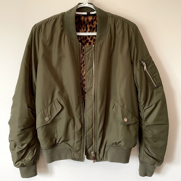 Topshop Jackets & Blazers - Top Shop Faux Fur Lined Army Green Bomber - 8